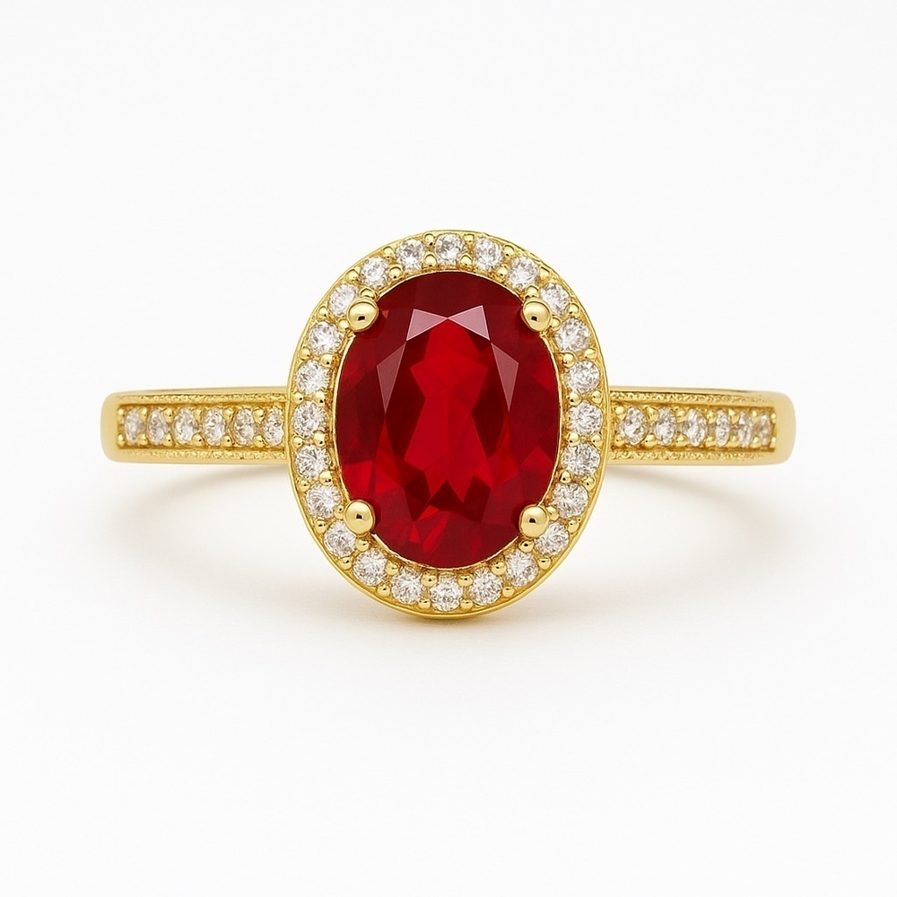 ⚜️ Elegant Gold and Red Gemstone Ring